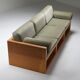 Three-seater sofa in moss green velvet and pitch pitch 1960