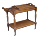 Serving table with a tray, on wheels, made of solid exotic wood.