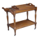 Serving table with a tray, on wheels, made of solid exotic wood.