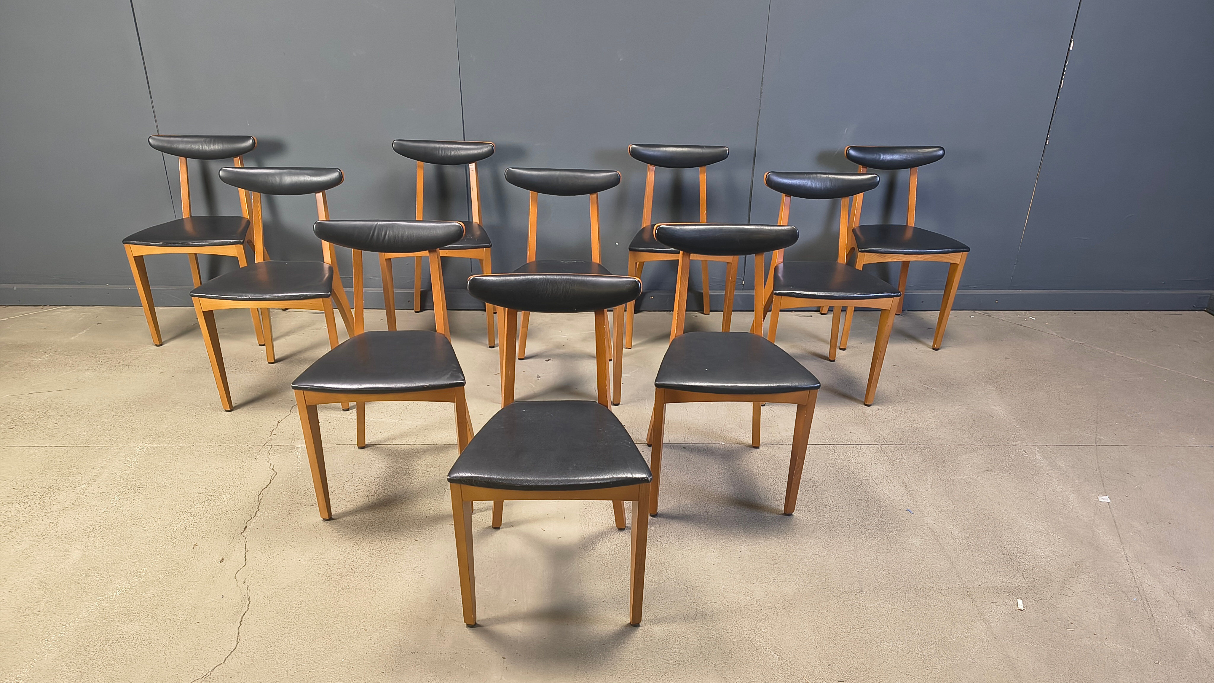 Mid-century Belgian dining chairs, set of 10, 1960s