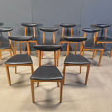 Mid-century Belgian dining chairs, set of 10, 1960s