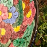 Vallauris flat Stamped numbered enamelled ?decoration of flowers