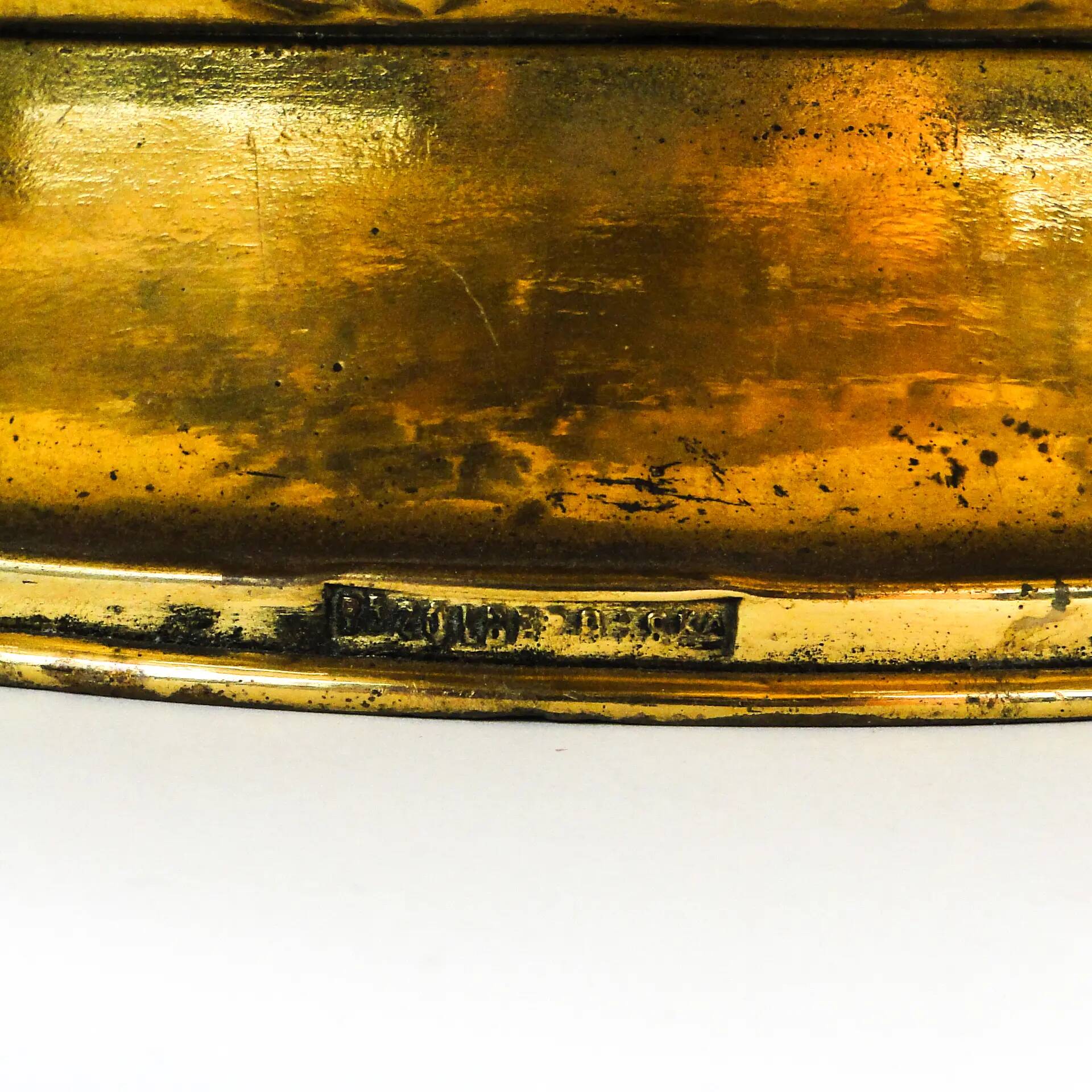 Art Nouveau platter, gilded brass, Zolberg Brothers, Poland, 19th century