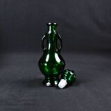 Vintage 70s green Empoli glass genie carafe bottle