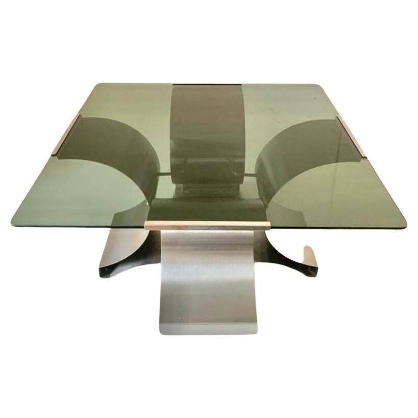 Smoked glass and aluminum coffee table 1970s