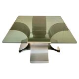 Smoked glass and aluminum coffee table 1970s