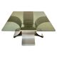 Table basse en verre fumé et aluminium années 70