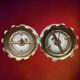 Pair of Massive Belgium ceiling lights in pressed glass and gold metal – late 1960s