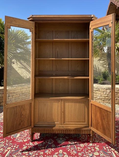 Louis XVI-style walnut library showcase