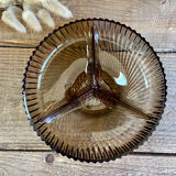 Plat en verre fumé vintage