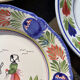 6 Quimper plates with old ceramic characters