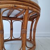 Rattan and terry fabric pouf