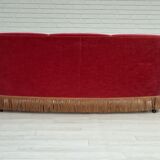 1970s, Danish vintage 2 seater "Banana" sofa, cherry-red velour, original very good condition.