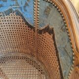 Louis XVI style office armchair in walnut and canning