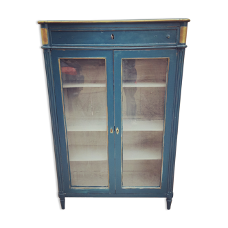 Vitrine Louis XVI patine bleu