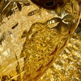 Pineapple chandelier in amber glass and brass 1960