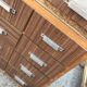 Brown wooden industrial wardrobe, multiple drawers, 1950s, workshop storage, Czech Republic.