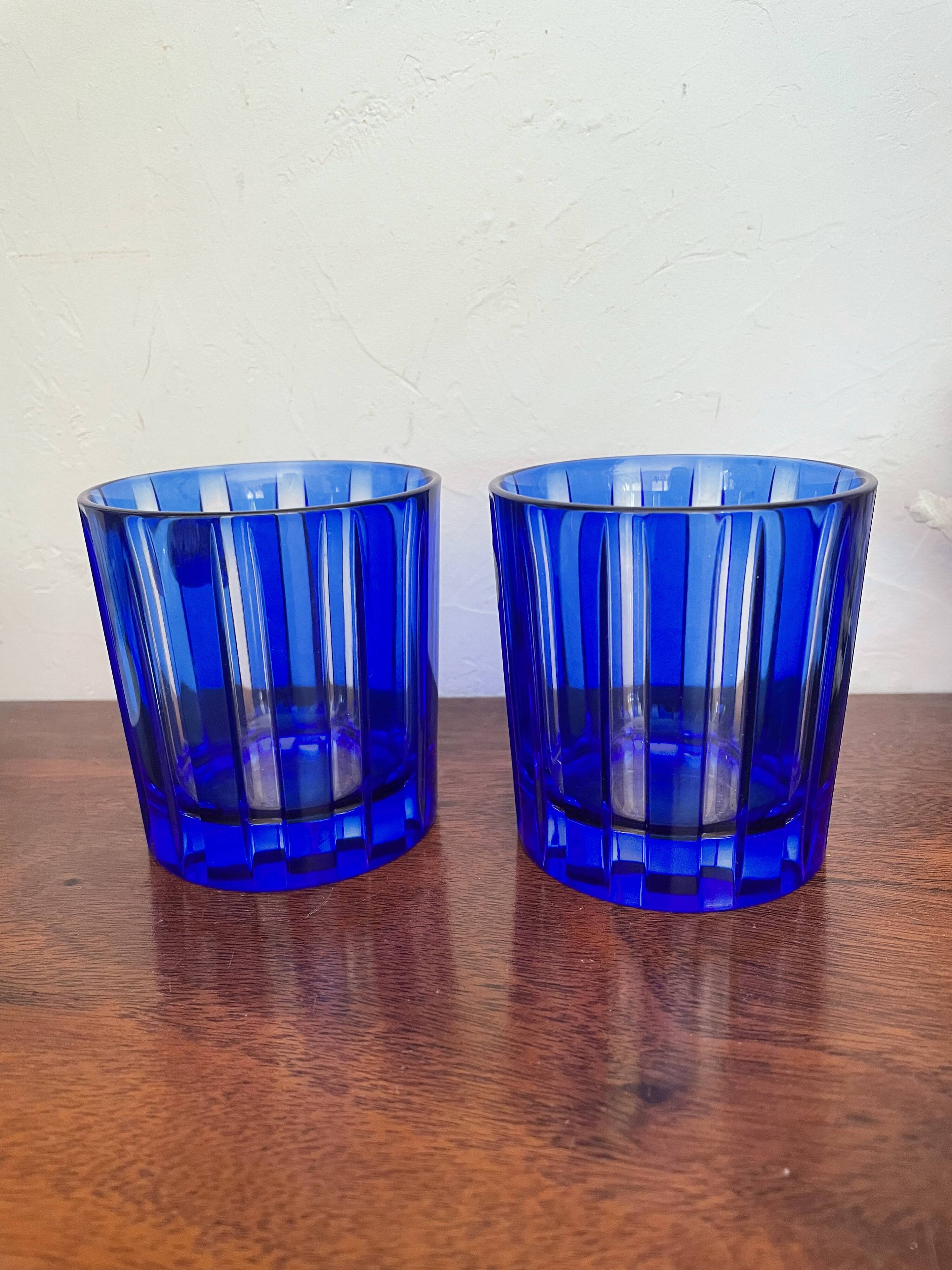 Pair of vintage Arques crystal whisky glasses