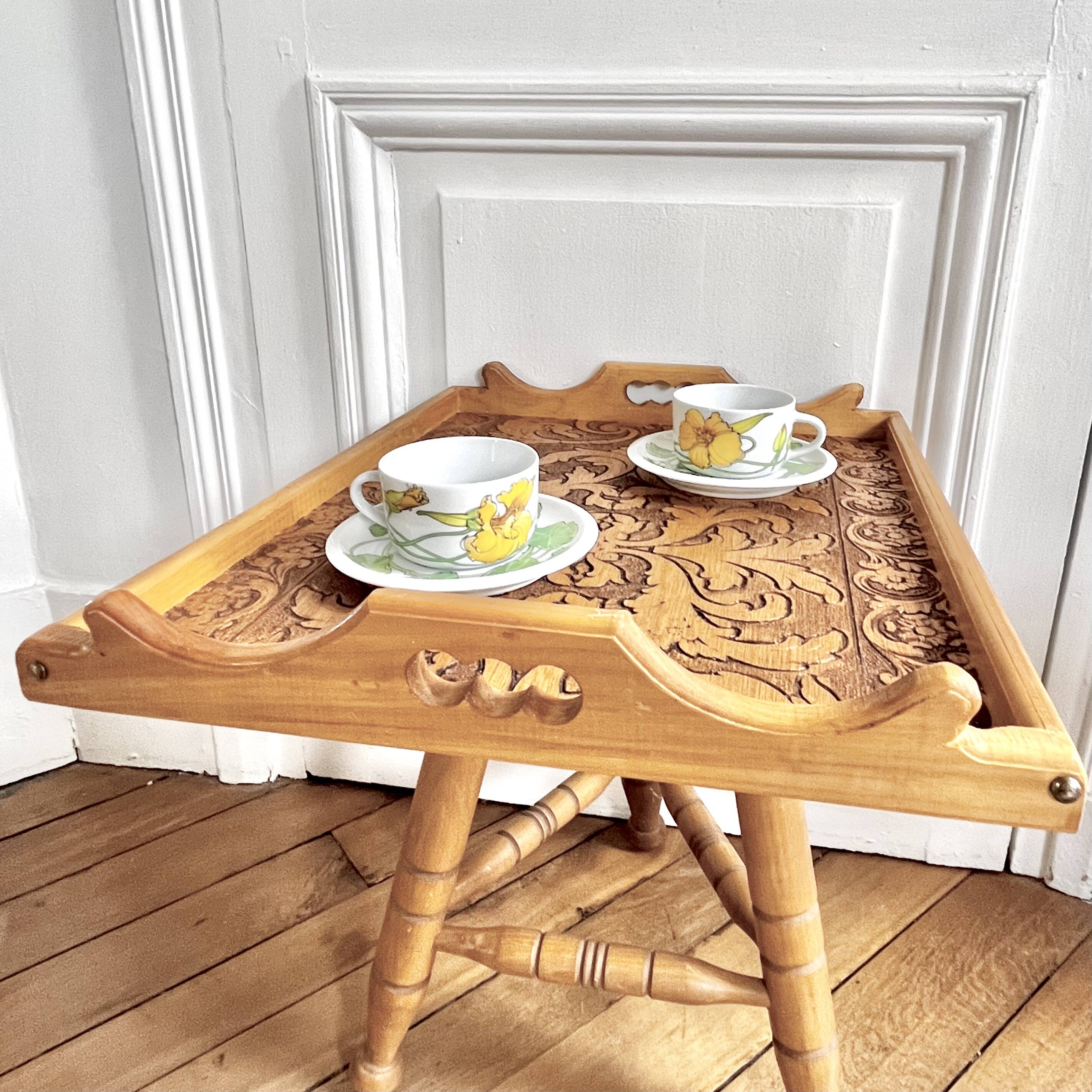 Engraved wooden tray