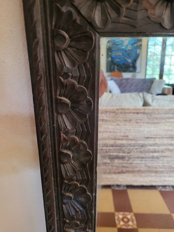 Old carved wood mirror