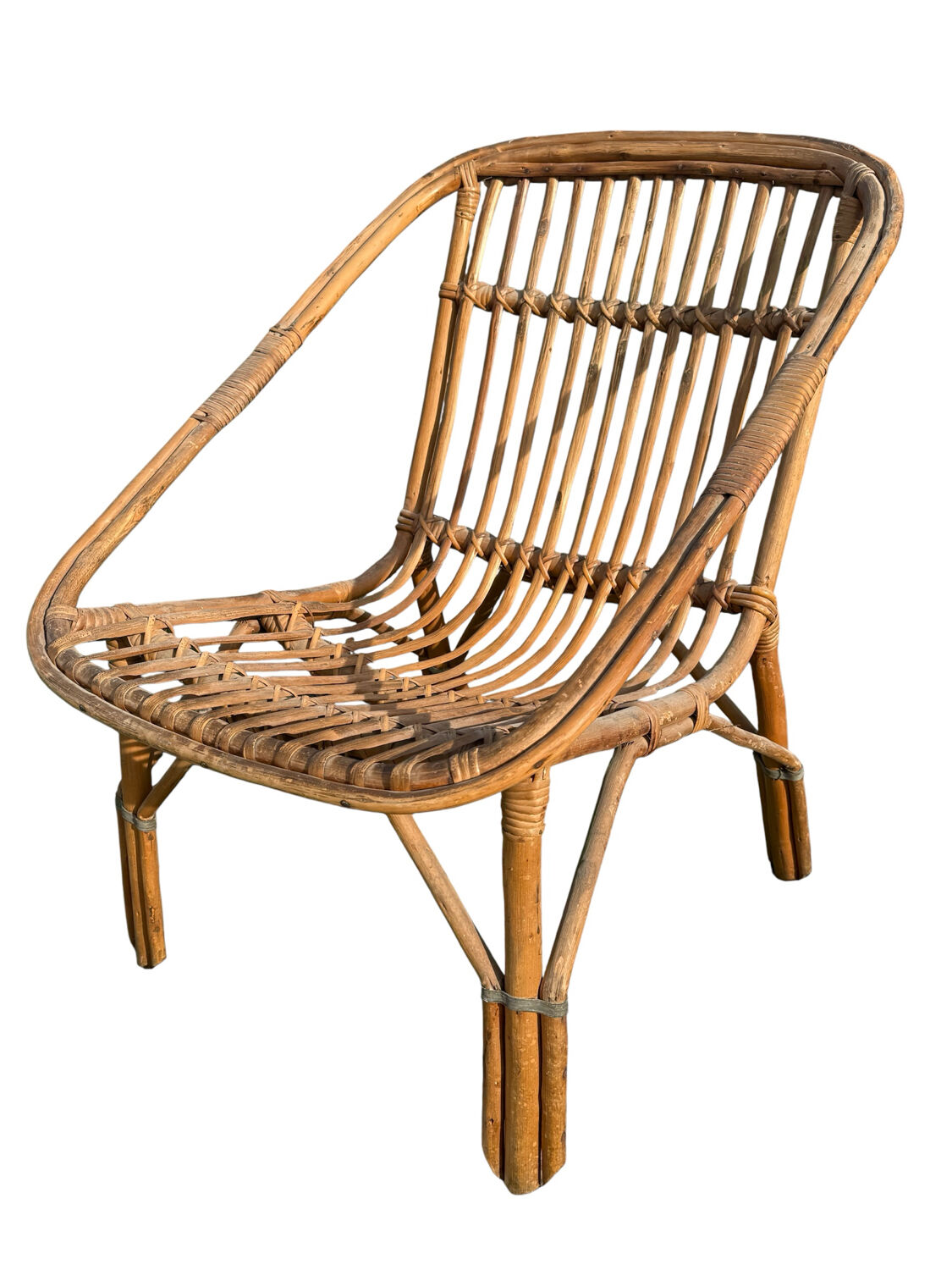 Set of 3 rattan armchairs from the 1960s, France.