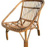 Set of 3 rattan armchairs from the 1960s, France.