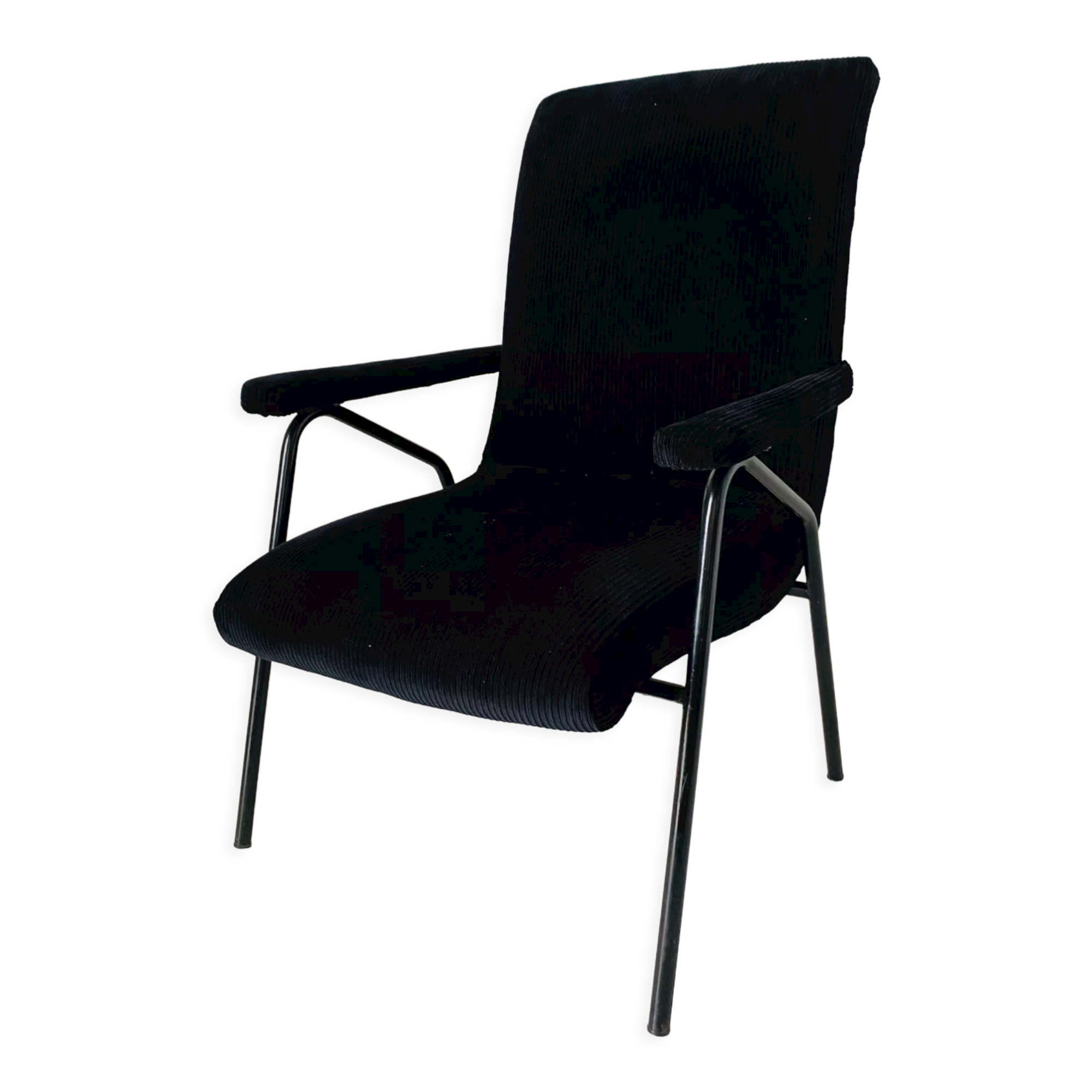 1960s vintage black velvet armchair