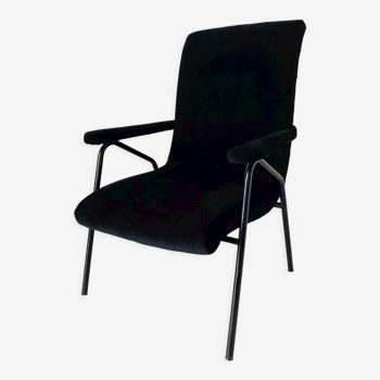1960s vintage black velvet armchair