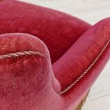 1970s, Danish vintage 2 seater "Banana" sofa, cherry-red velour, original very good condition.