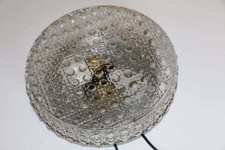 1960s metal and molded glass ceiling light