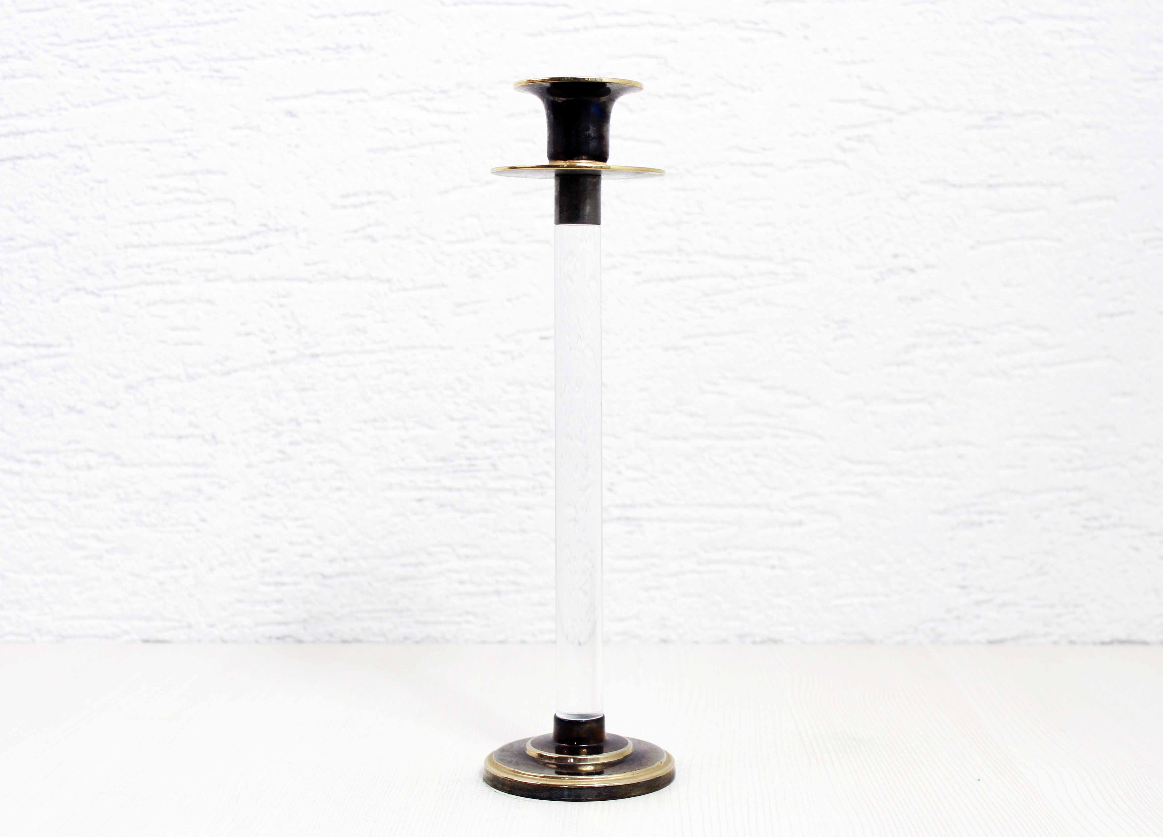 Vintage candle holder in lucite and brass
