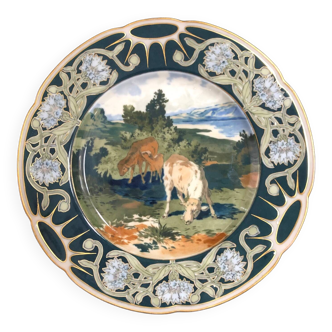 Carlsbag Fisher&Mieg porcelain plate with rural decor