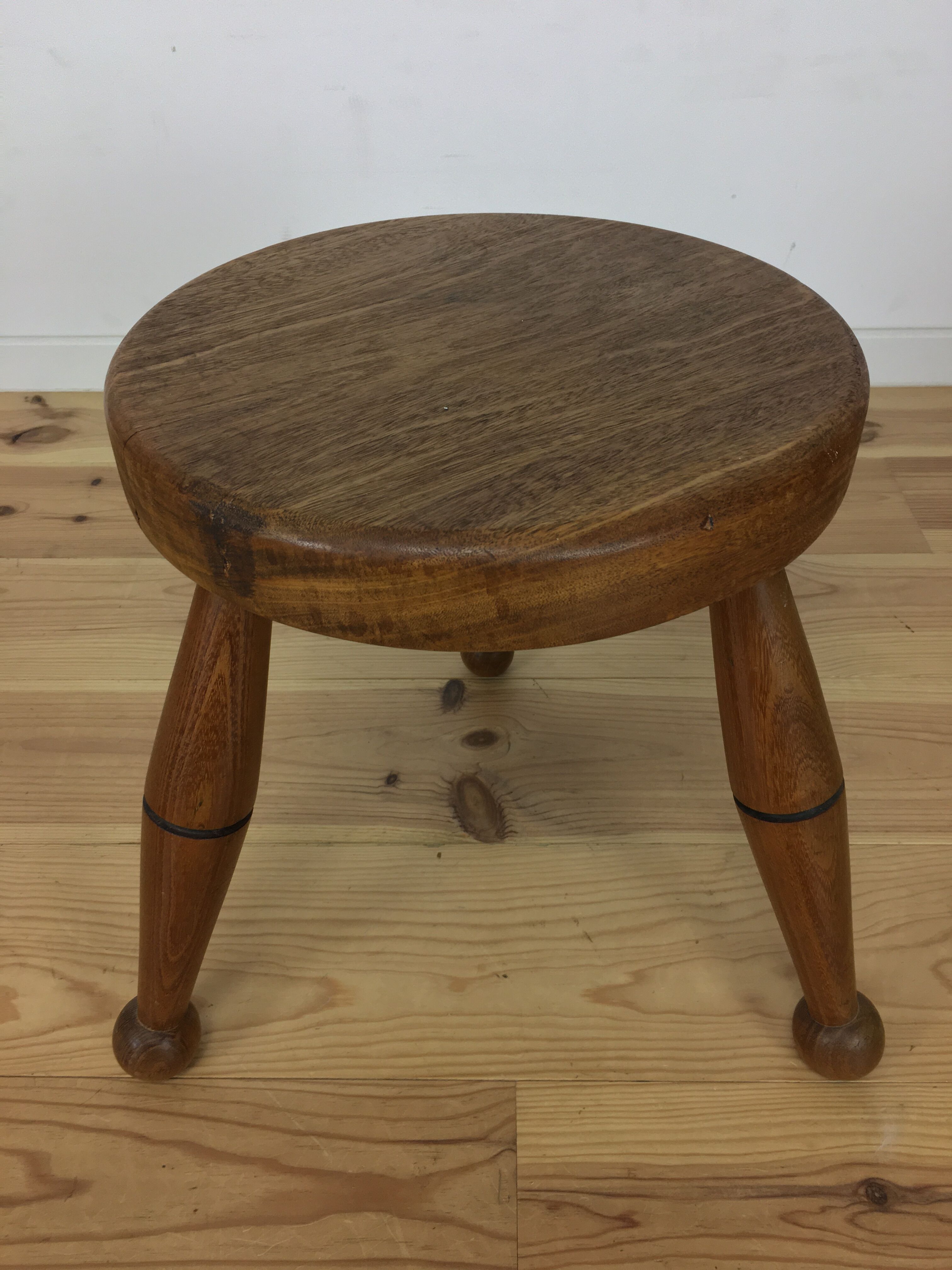 Art deco solid oak tripod stool
