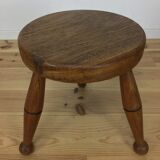 Tabouret tripode chêne massif art déco