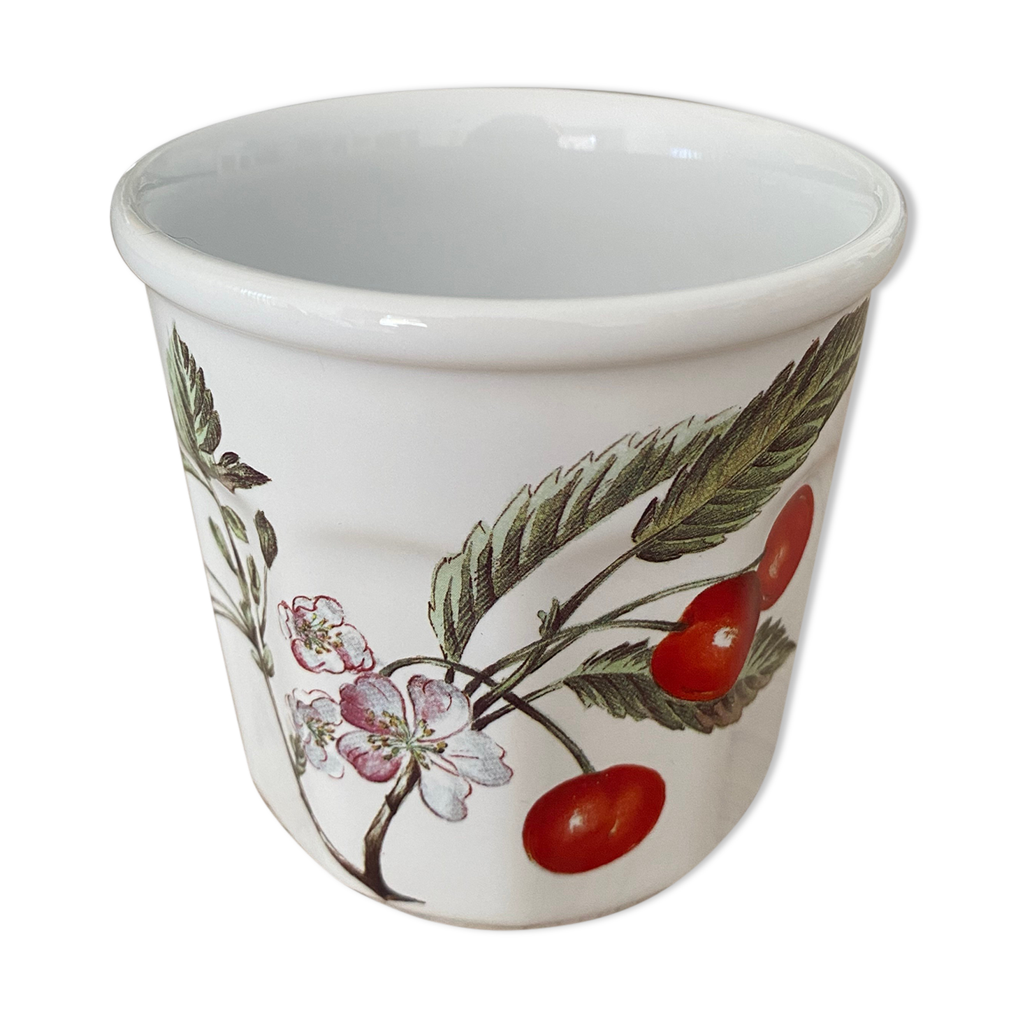 Vintage cherry porcelain jam jar