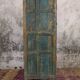 Indian furniture Blue patinated carved wardrobe with 2 doors and 1 shelf, unique piece
