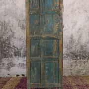 Indian furniture Blue patinated carved wardrobe with 2 doors and 1 shelf, unique piece