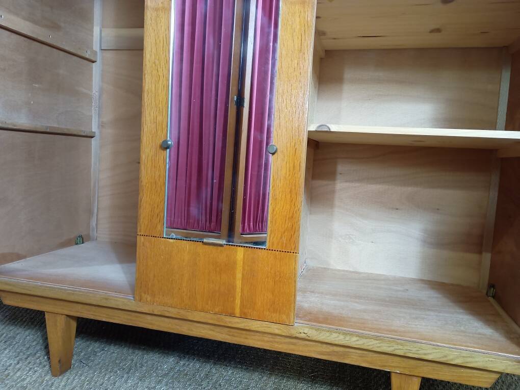 1960s Scandinavian wardrobe with two doors and mirror, easy assembly.