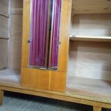 1960s Scandinavian wardrobe with two doors and mirror, easy assembly.