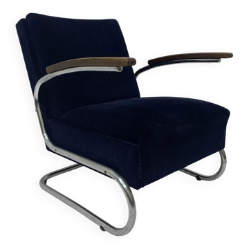Chromed Bauhaus armchair Type S-411 by W. Gispen for Mücke Melder, 1930s