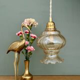 Vintage amber glass globe pendant light