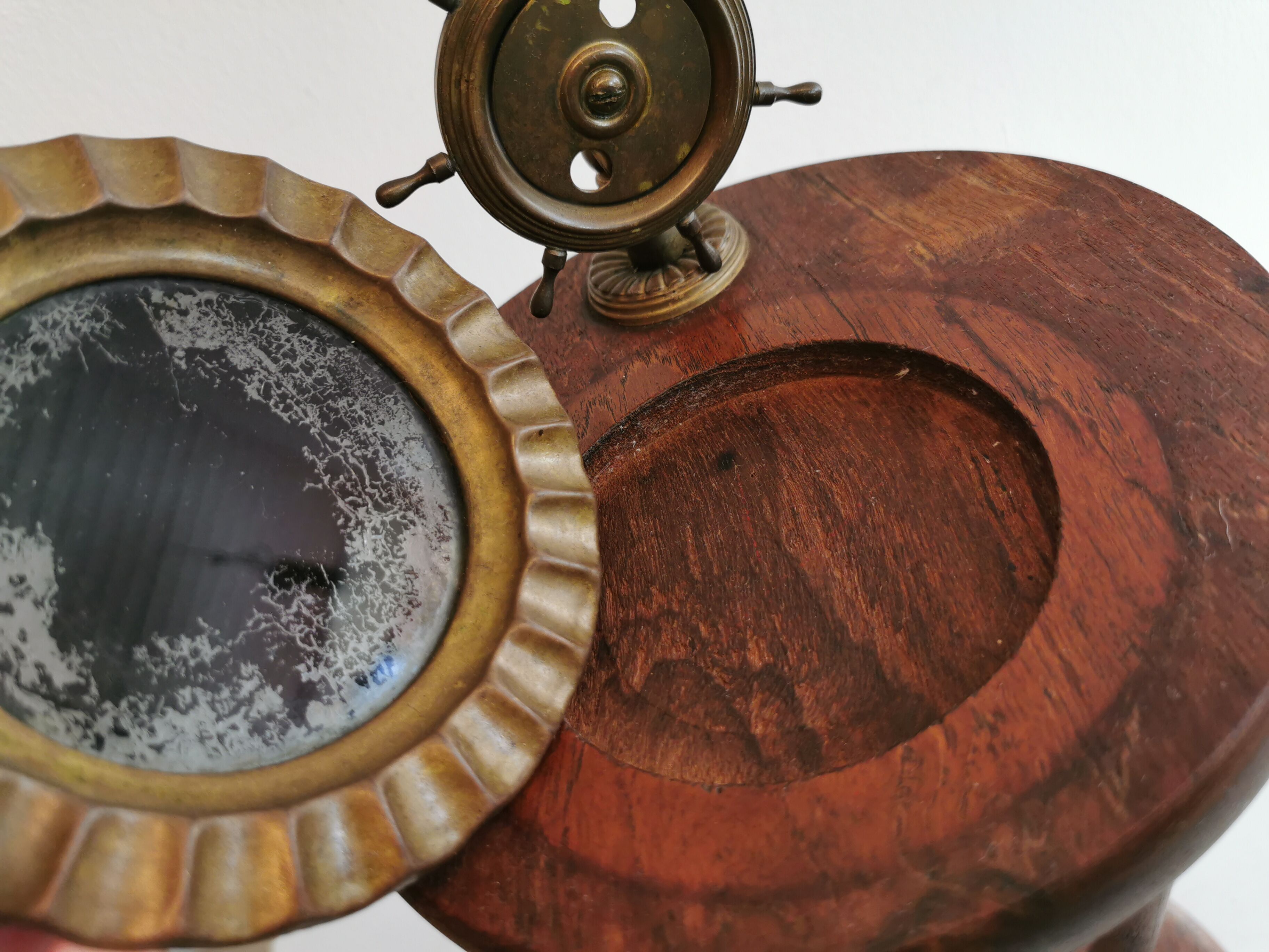 Older maritime floor ashtray on wooden base
