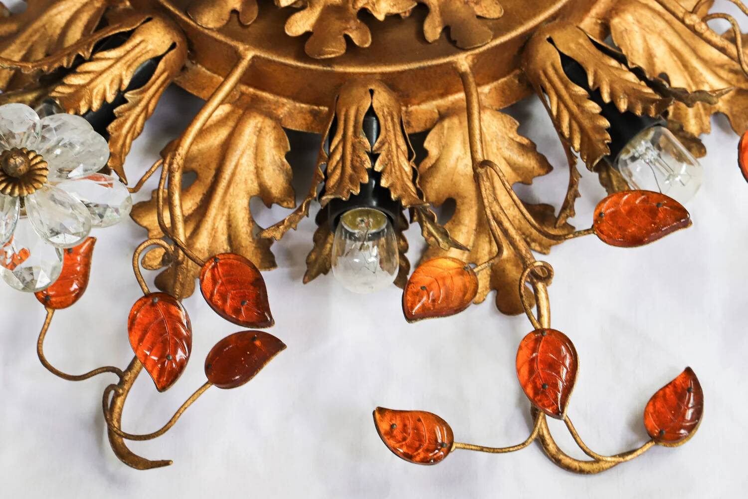 Maison Baguès ceiling light in crystal and gilded iron, 15 lights.