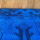 Electric Blue Vintage Turkish Rug Pillow, Hand-Stitched Wool Cushion