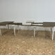 Extendable wooden dining table, white legs, 16/18 covers