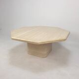 Italian Octagon Coffee Table in Travertine, 1980s