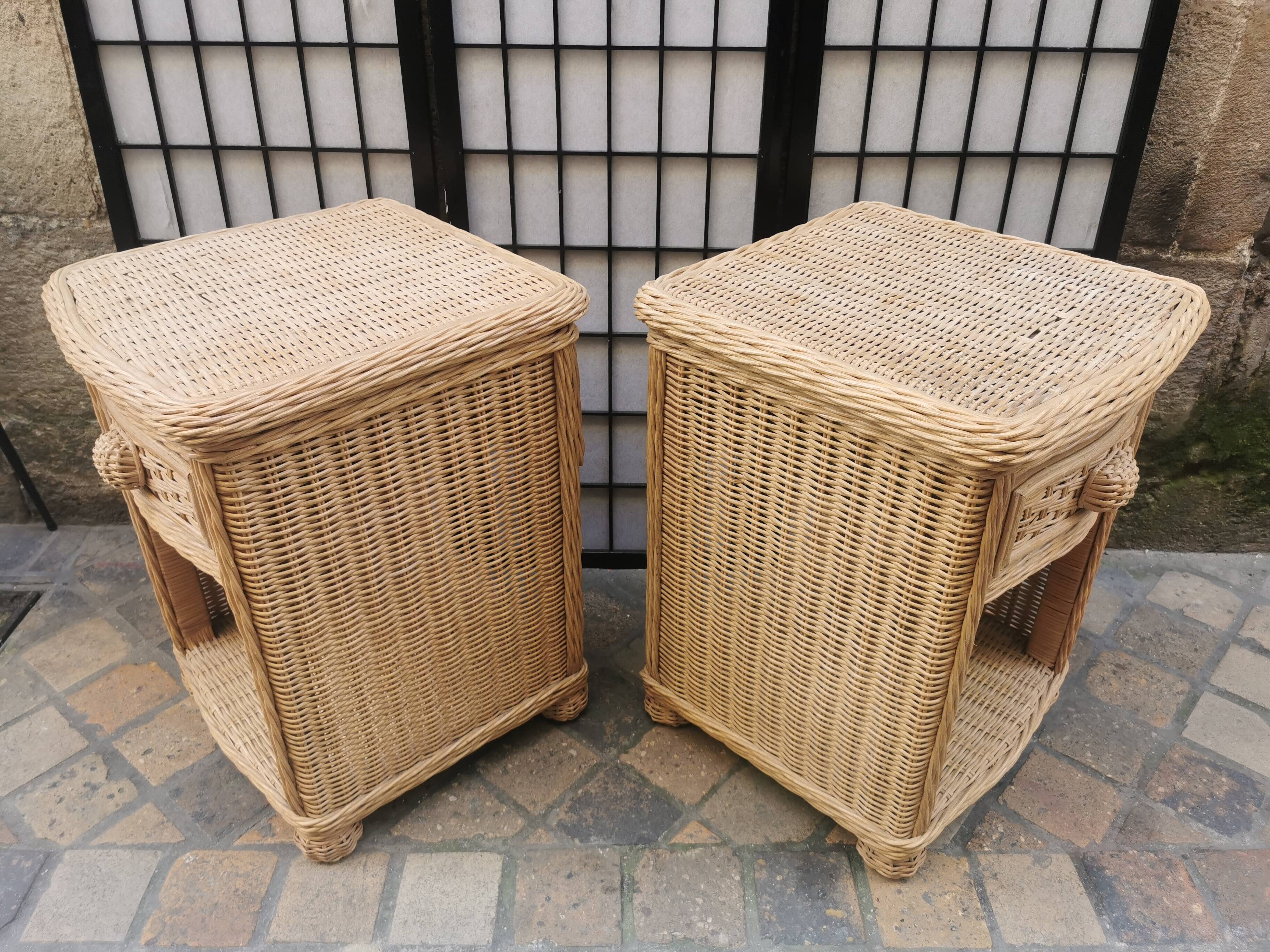 Pair of wicker bedside tables