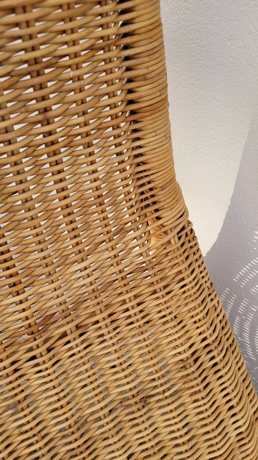 Vintage rattan chaise longue deck chair - 1970s