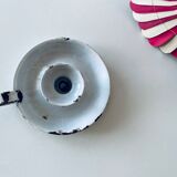 White enamelled candle holder