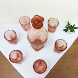 Art deco pink glass water service